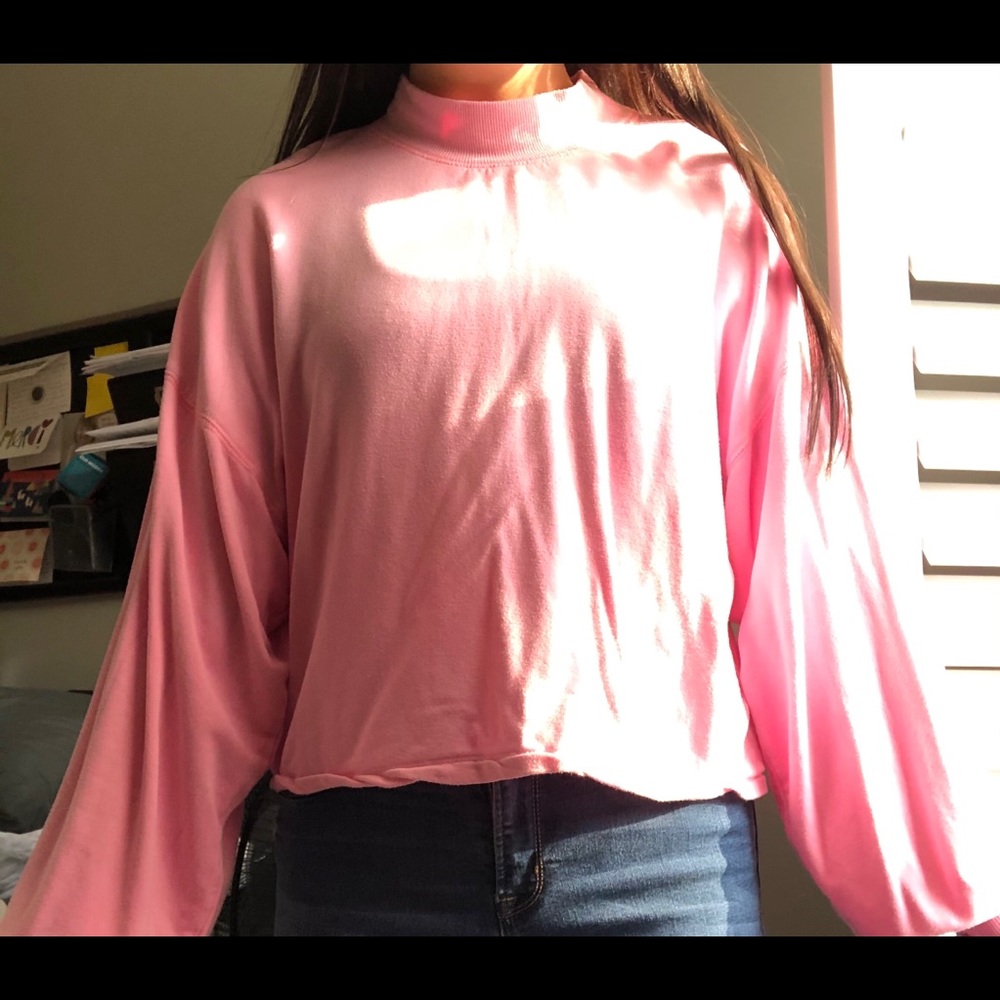 long sleeve fleece lined crop top